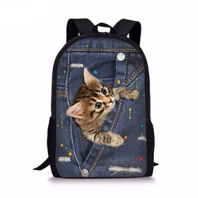 Mochila Multifuncional Estampa Gatinho De Grande Capacidade