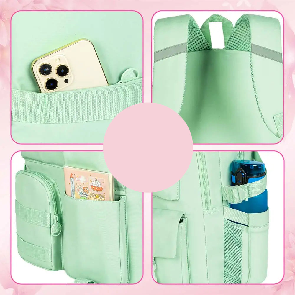 Kit Mochila Escolar Feminina Conjunto Completo Com Chaveiro