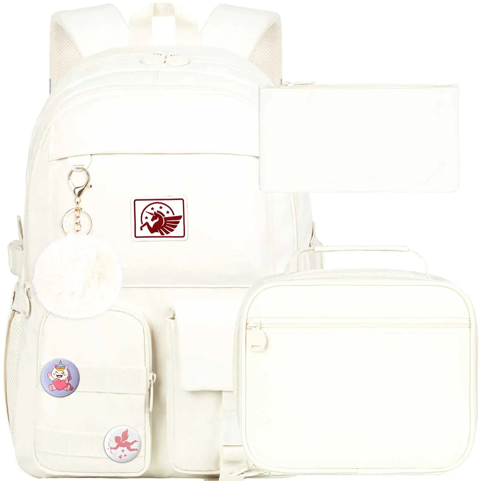 Kit Mochila Escolar Feminina Conjunto Completo Com Chaveiro