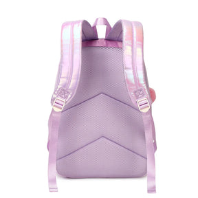 Kit Mochila Escolar Feminina Refletiva Acompanha Lancheira e Estojo