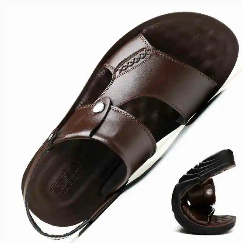 Sandália Masculina de Couro Premium - Leather Real - Loja Zune