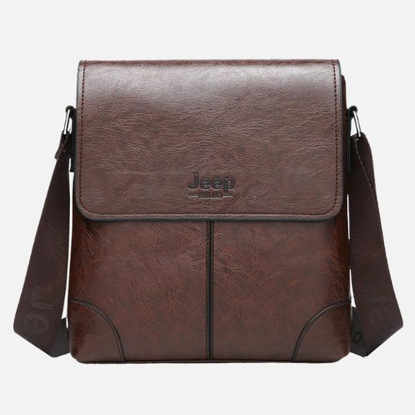 Bolsa JEEP Masculina Transversal de Couro - Crossbody Bag