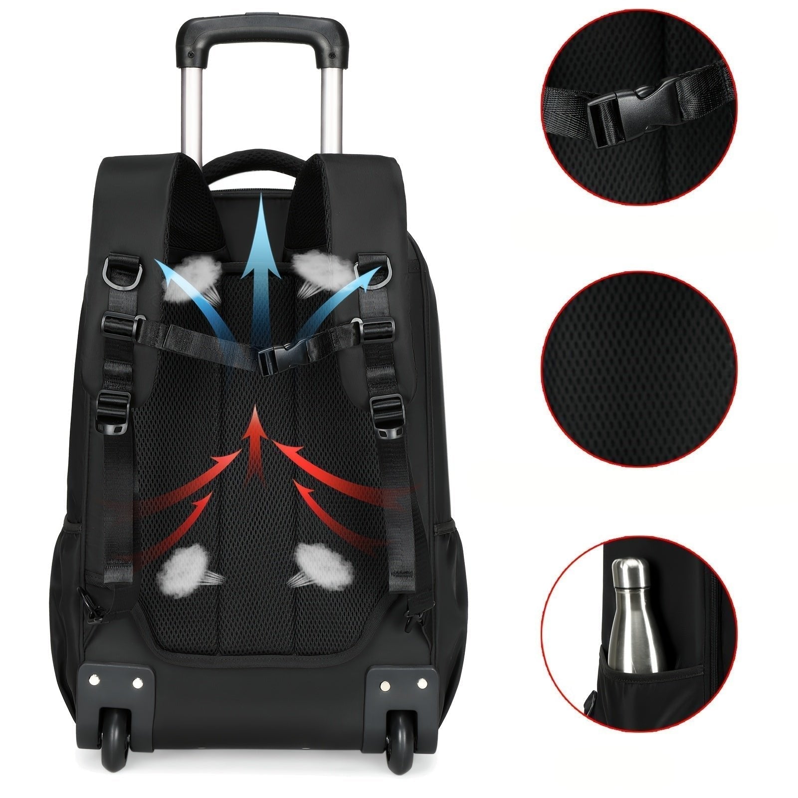 Mochila de Viagem com Rodas - Compartimento para Laptop